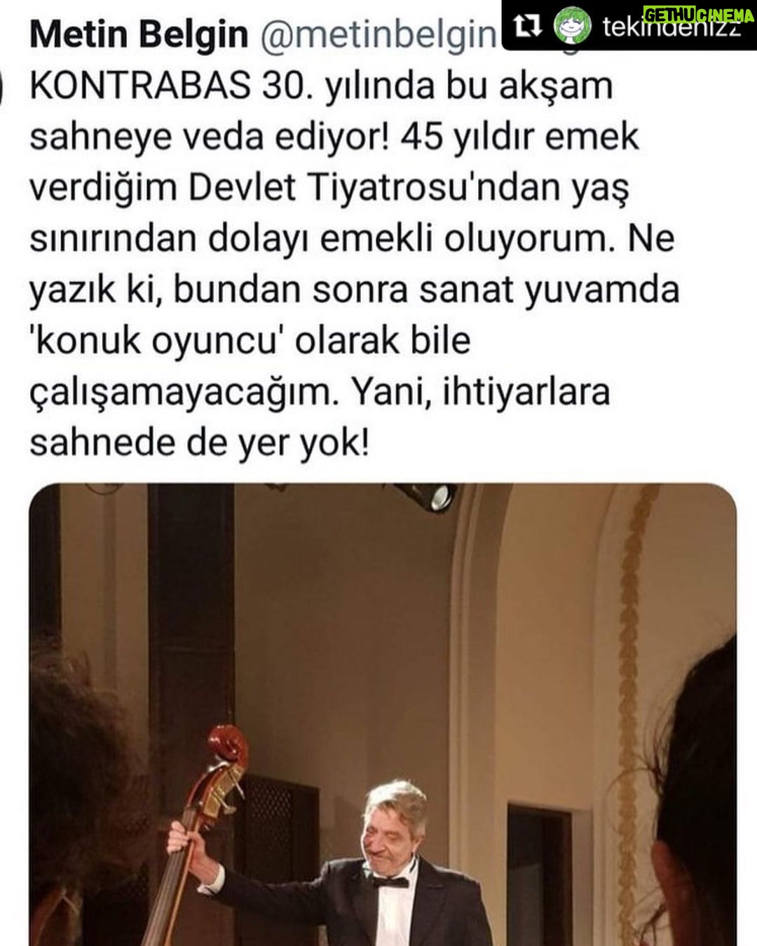 Ali Düşenkalkar Instagram - #Repost @tekindenizz with @make_repost ・・・ #MetinBelgin gibi bir aktör neden emekli edilir? Bağlar bu şekilde kopuyor. Deneyiminden faydalanacak alanlar açılmalı. Sadece seslendirme alnındaki tecrübesi bile başlı başına faydalanılması gereken bir değer. Kaldırıp bitiriyorsun. Bu kime? Neye yarıyor? Yeni oyunculara yer açmak için ise bence çok mantıksız. Yeni oyuncuların Metin Belgin gibi oyuncuların yanında yetişmeleri gerek ki mesleğin kitabi kısmında takılıp kalmasınlar. Tecrübe yoksa, ardıllar ve öncüller arasındaki ilişki sağlıklı tesis edilmemişse, havaya konuşmuş olursunuz. @metinbelgin