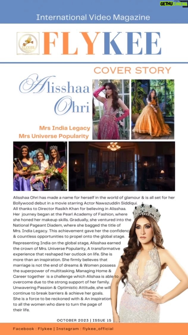 Alisshaa Ohri Instagram - #Flykee International Video Magazine October 2023 Issue 15 CoverStory, Actor Model Alisshaa Ohri . . . . . #follow #magazines #marketing #magazine #trends #insta #magazinecover #cover #CoverReveal #coverchallenge #magazinecoverpage #magazinecovergirl #magazinecoverage #magazinecoverphoto #magazinecoverstory #fypreels #fypp #fypシ゚ #fypシ゚viral #magazinecoverlook #magazinecoverworthy #fyp #fypシ #fy #fypage #fypシ❤️💞❤️