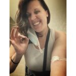 Allison Tolman Instagram - I had my first MRI this week (possible PCOS stuff, I’m okay.) I was SO NERVOUS going in but it went great, so I wanted to post about it in case anyone else is scared. I’m not really claustrophobic but I get super anxious if I’m not allowed to move around or if I feel like I’ll inconvenience others if I do. (Planes and premieres are hard. Aisle seats are a game changer.) Anyway. I took a half a Xanax beforehand. My tech Ann was super kind and it is a tight squeeze in there but it sort of feels like a hug, which I liked. You have a little bulb you can squeeze if you freak out. It’s super noisy and they don’t tell you that there are a bunch of different kinds of noises throughout. Also a robot voice might tell you to breathe in and hold it so don’t be surprised. I had to have an injection for my imaging but not everyone does. I was in there for about 45 mins. I took this photo afterwards in the bathroom to send to a friend as proof of life. Getting this test done has been on my list of things to do for a long time, but I put it off because I was stressed about it. I’m glad I finally did it and will have more information to give my doctors soon. Don’t be scared of the MRI if you need it– schedule it and go for it. You can always squeeze the little bulb if you have to. ❤️