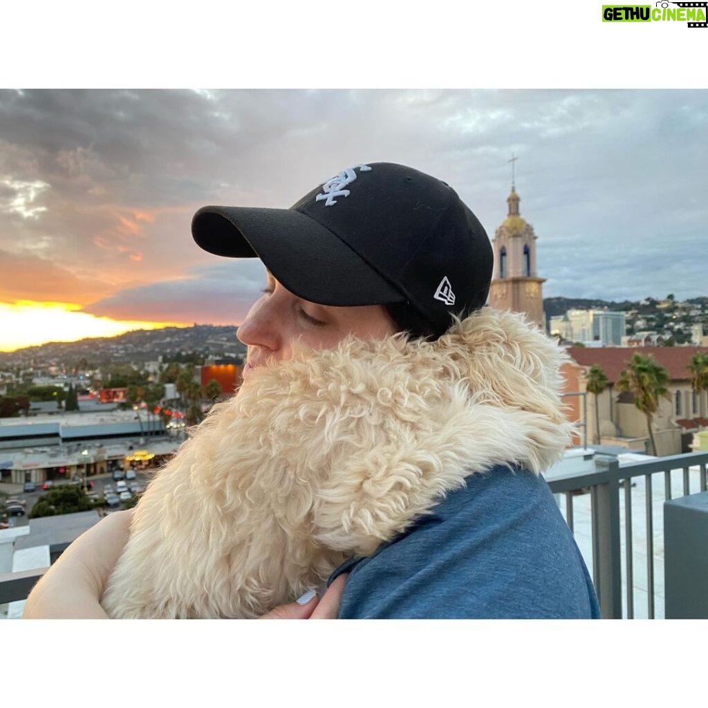 Allison Tolman Instagram - Sunday sunset with Nell and my Dog Nephew, Moliere. 😍