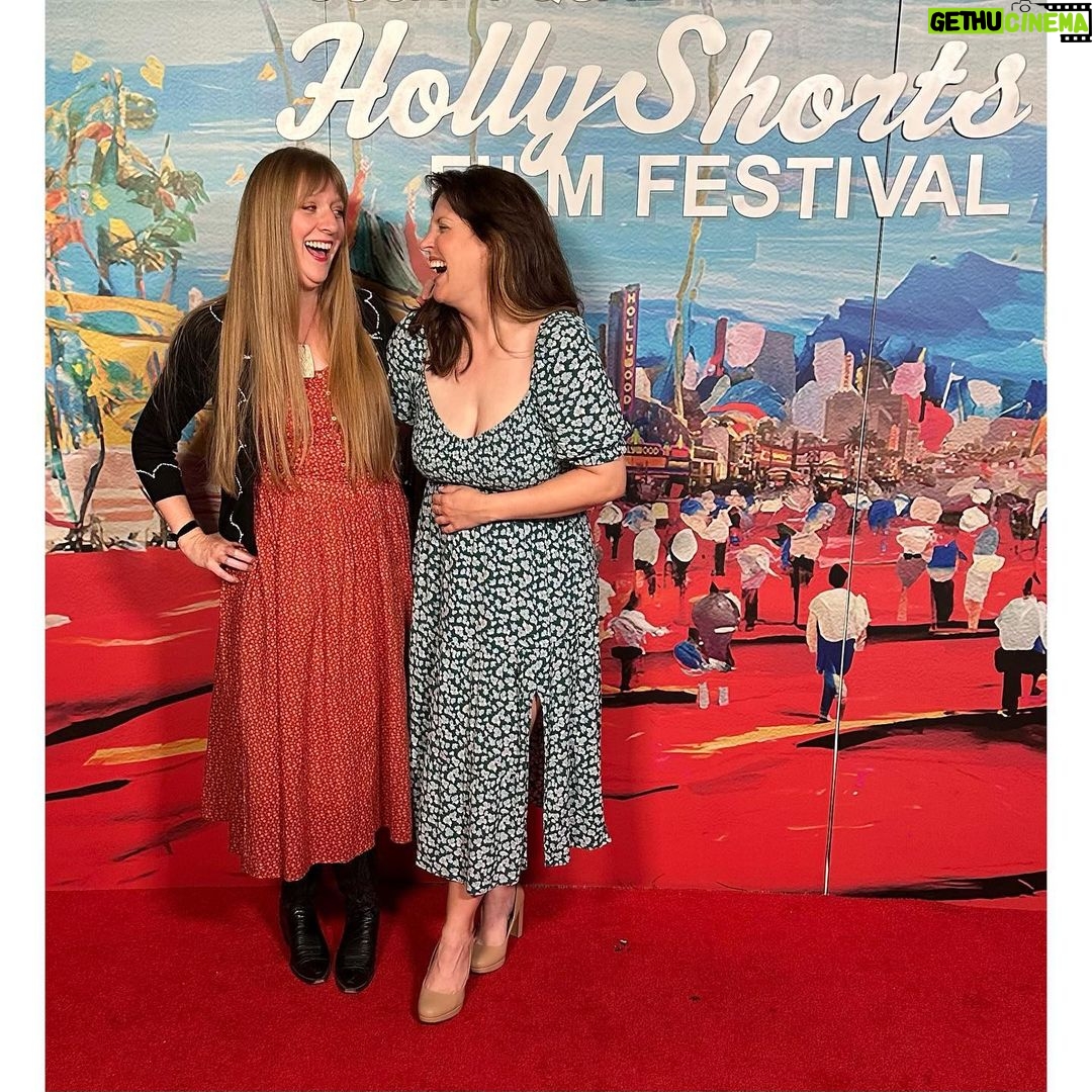 Allison Tolman Instagram - We are very lucky to spend approximately 42% of our creative collaboration time laughing like this. TCL Chinese Theatres, Hollywood Boulevard
