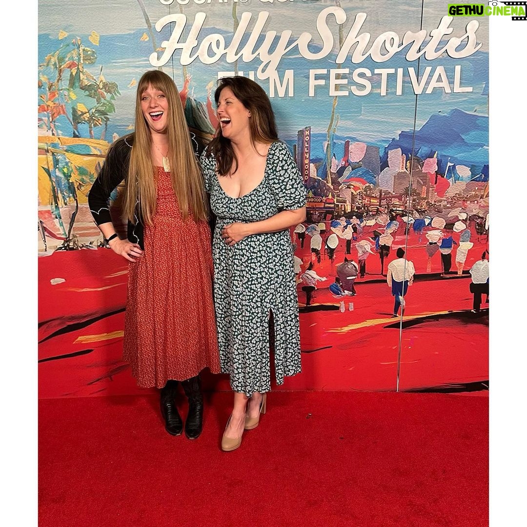 Allison Tolman Instagram - We are very lucky to spend approximately 42% of our creative collaboration time laughing like this. TCL Chinese Theatres, Hollywood Boulevard