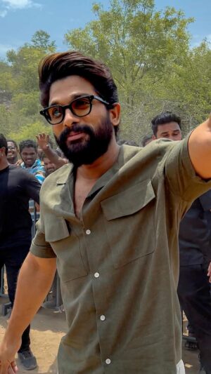 Allu Arjun Instagram - Before heading to set, actor @alluarjunonline (Allu Arjun) needs a chillllll morning. Understandably. 🎬🙏

“Fans in India are different from the rest of the world. You have to see it. I can’t explain.”

Enter Ramoji Film City, located in Hyderabad, India. It’s one of the world’s largest film studio complexes and home to “Pushpa 2: The Rule,” Allu Arjun’s latest action-packed sequel. The studio also serves as a regular hangout for fans eager to meet their hero before shooting. “They play a huge part of my motivation,” says Allu Arjun. “It’s their love that makes me push my boundaries, and I want to make them really proud — like, more proud and more proud.”

Though his family’s been in the film industry for three decades, and Allu Arjun has acted in dozens of Indian films, this is his biggest film so far. “If there’s one thing about Pushpa that I really like, it’s his never-give-up character.”
