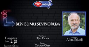 Altan Erkekli Instagram - #BenBunuSeviyorum'da bu haftaki konuğumuz Tiyatro, Sinema ve Dizi Oyuncusu Altan Erkekli oluyor. 

▪︎Oyunculuktan önce hangi mesleği yapmak istiyordu? 
▪︎Tiyatroya başlamasında ne etkili oldu? 
▪︎Hangi şehri ve seyircisini asla unutamadı?

Yarın 12.30'da @TRTRadyo1'de...