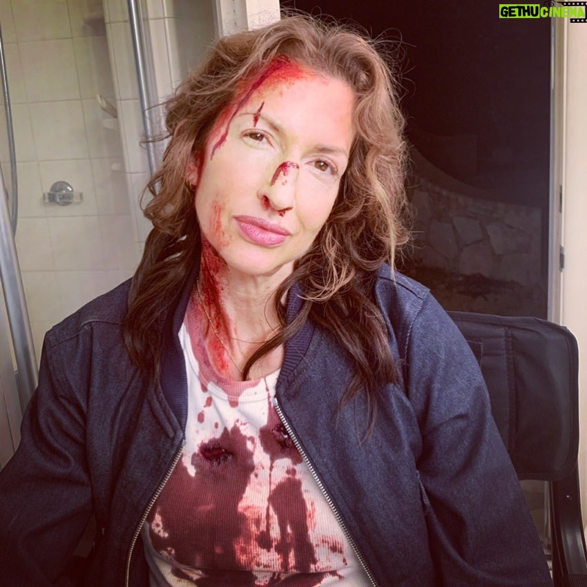 Alysia Reiner Instagram - Happy Bloody Halloween. Embrace the dark. Have fun. Be safe. *** I can’t say what show this is from yet but it was so freaking fun learning to fight & getting bloody! #halloween #specialeffects #specialeffectsmakeup #bloody #bloodymakeup