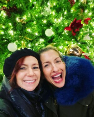 Alysia Reiner Instagram - Find a tree & someone who inspires you & love & hug them both up. 
Happy complicated forgiving breathing growing giggling evolving healing resting easy holidays. Love you @carriepreston 

#happyholidays #hugatree #womancrushwednesday #wcw❤️ #seasonsgreetings #touristinmycity #miracleshappen #hope #faith #joy #rockerfellercenter #nyc  #newyorkcity #bestcityintheworld