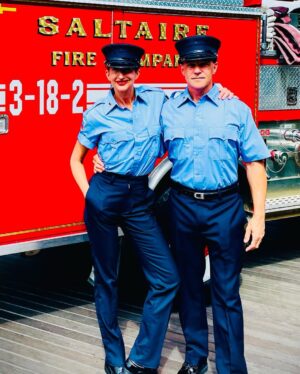 Alysia Reiner Instagram - I never in a billion years thought I would BE IN A PARADE. I never thought I would post about being a volunteer fire fighter. I never thought (vegetarian that I am) I would help serve 100s of hot dogs.  And yet…. I am profoundly grateful every day to be part of this company. This team. This group of extraordinary humans who volunteer their time, service and lives to help people. They inspire me EVERY DAY. Thank you every member of @saltairevolunteerfirecompany i am grateful to you all, and to be a member. 

Do things that change you. 
Do things that grow you. 
Do things that SCARE YOU. 

On TV I’m #agentdeever of #dodc #damagecontrol 
IRL i want to do things that are about controlling or minimizing  the damage we do to the planet, to each other, to ourselves. 

Join me.

#service #firefighter #firefighters #volunteer #volunteerfirefighter #msmarvel #marvel #agentdeever #dodc #volunteerspirit #giveyourbest