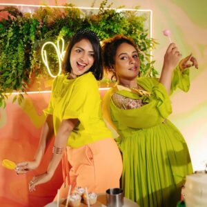 Amala Paul Instagram - A decade-long journey of love and friendship - celebrating Serah’s baby shower 🫄🎂 Cheers to Bff @rachel_maaney for throwing an awesome baby shower, the decor was just as colorful as our memories and journey together! 💖👶🏽
Congratulations @pearlemaany and @srinish_aravind for a magical new beginning! 🌈
Wishing all the happiness to the family for their new journey ahead! 🌟🤍

#babyshower