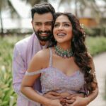 Amala Paul Instagram - In a Moment of Timeless Romance 💞✨🪬 #lovestory Photography & films ~ @magicmotionmedia Outfit ~ @t.and.msignature Jewellery ~ @m.o.dsignature Hair ~ @akshatahonawar Makeup ~ @unnips Events ~ @simevents.in @4_seasonsevents Bouquet ~ @florita_floral