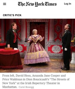 Amanda Jane Cooper Instagram - We’re a @nytimes Critics Pick! “A charmer of a revival”, “this musical confection is a luridly entertaining tale”…and more! Deeply grateful to be in this wonderful company of *brilliant* artists that bring our city some much-needed joy each night. What a time. We can’t wait to see you there. THE STREETS OF NEW YORK at @irish_rep runs through January 30th. #hoopskirt Photo by @carolroseggphoto NY Times