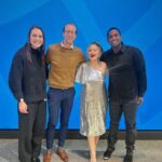 Amanda Jane Cooper Instagram - Sequin season. ✨ Reuniting with @itsjelaniremy is always a GIFT. 🎁 How incredible is his sound check of “Tomorrow”? Instant tears. What a talent to witness. Another festive concert in the books thanks to @ben_siekmeier & @serenatuomi. 🥤❄️ Jewelry by @marrincostellojewelry Maternity sequins by @nuuly Final 2 photos from March 2023 doing @inthetrenchesmusical together!