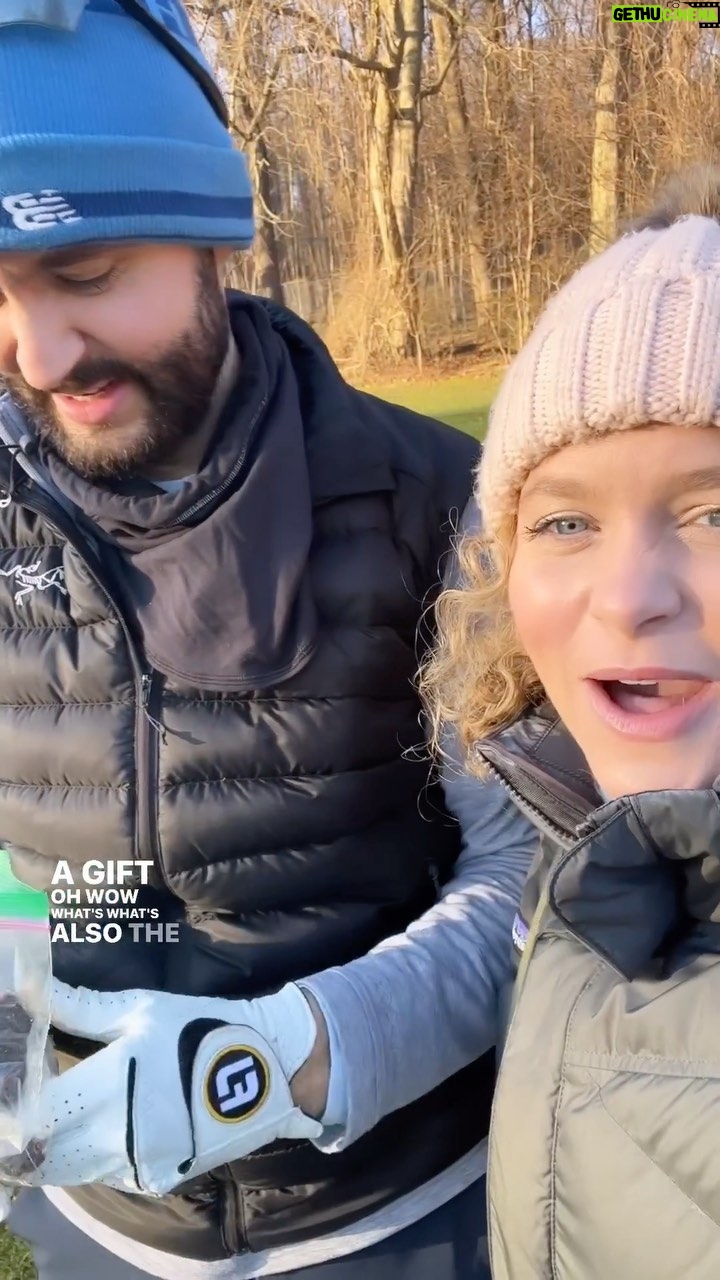 Amanda Jane Cooper Instagram - #TheBaeSeries is baaack! A wintry chaotic treat! β³οΈ We practice the #5lovelanguages which are SUPER fun, esp on a #golfcourse when itβs #40degrees. Merry Christmas and Happy Holidays from me and my #husbae! What do you think @mood.swings.golf? ππ½ββοΈππ½ββοΈ #fun #wintergolf #actsofservice #activeparticipation #golfcart #cartgirl #jogging #taxi #sugar #gifts #wordsofaffirmation #nyc #highfive #5degrees #greatshot #noyellingingolf #peppermint #Christmas #chaos #iamthegift #justkidding #hugs #caddie #cold New York, New York