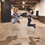Amanda Zhou Instagram - Introducing you Jenn and Serena. I can never stop laughing with this one. @willowshields ❤️ #workhardplayharder #spinningoutnetflix #spinningout #goodtimes #bts #abworkout
