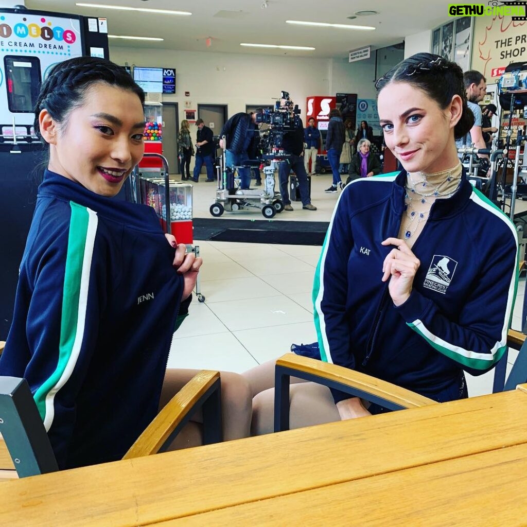 Amanda Zhou Instagram - Let’s all twinsies together. @kayascods #teamspirit #squadgoals Always looking 🔥 with HMU and Wardrobe . . . #spinningout #spinningoutnetflix #netflix #blueicepictures #hairandstyles #iceskating