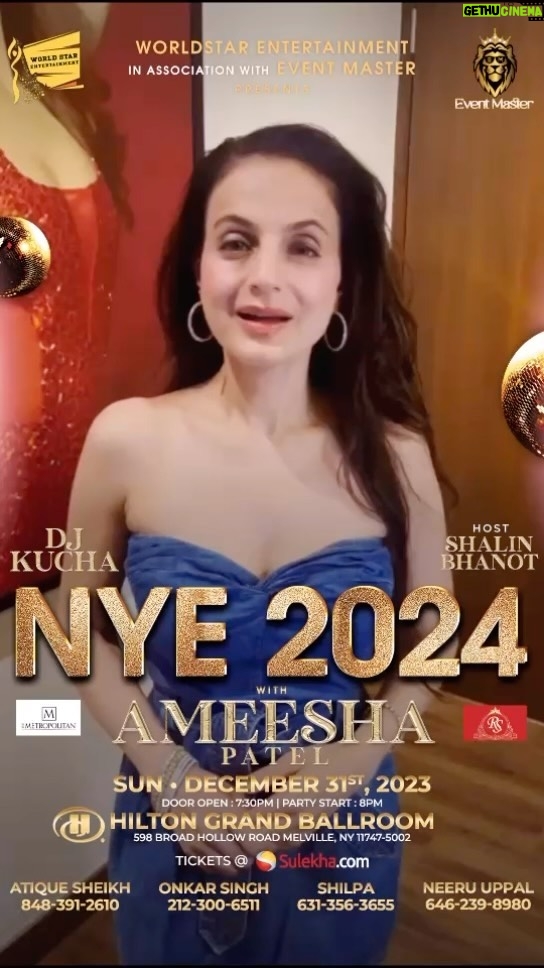 Ameesha Patel Instagram - Helllo Party Folks ! I am coming to New york to perform live and celebrate New years with all my fans out there So are you ready to party with me on 31st dec... So hurry ! Go buy your tickets ! Location : @hiltonlongisland National promoter : @eventmaster @worldstarentertainment Artist Management : @shreya_gupta92 @crazyholicofficial #liveperformance #ameeshapatel #newyork #2024comingsoon