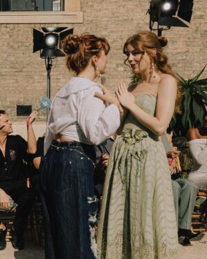 Amelia Gething Instagram - One moth, two moth, three moth, four. This green dress, I do adore! 🧚🏼✨ With beautiful outfits from head to toe, what better place to be than the Mirthridate show! 🦋 ‘Twas a lovely day as the sun did shine, and everybody looked just divine 💚 Thank you so much for having me x