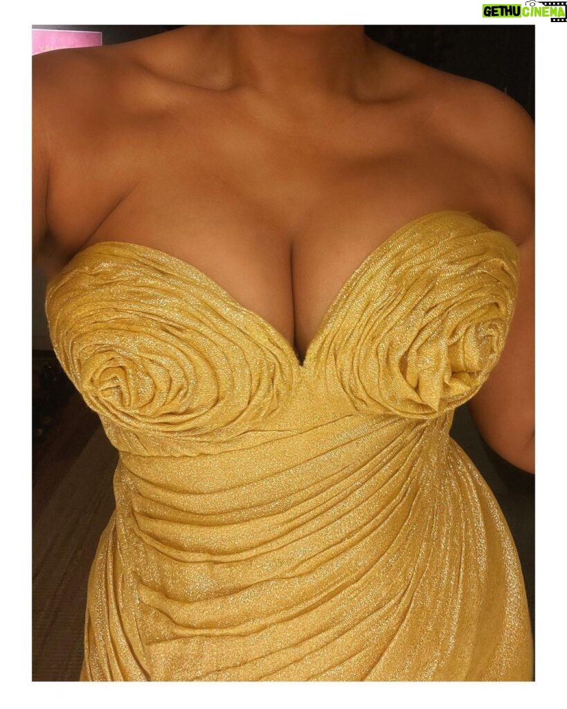 Amie Bramme Sey Instagram - Tack @emeliejanrell för att du skapade denna otroliga klänning! Vem vill inte ha gyllne rosor (kanelbullar?) som bröst?! 💕 🌹