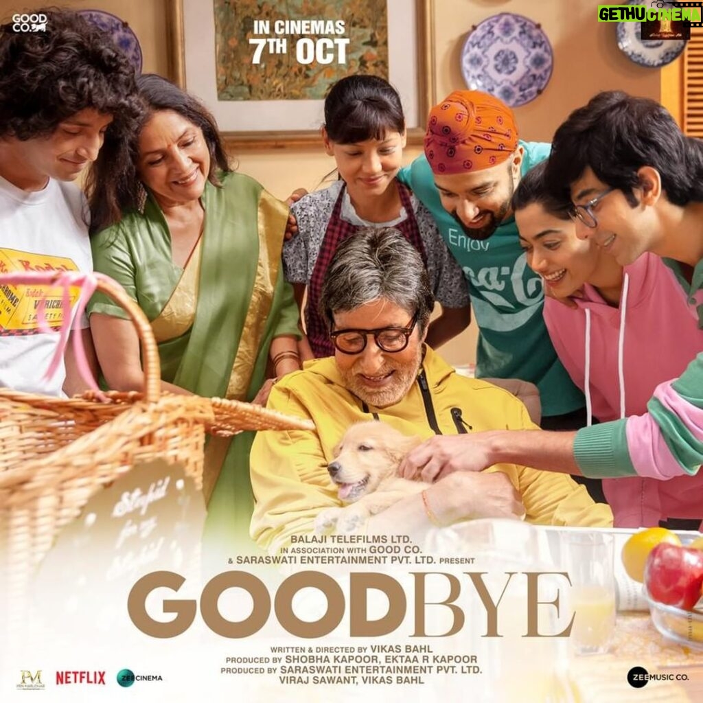 Amitabh Bachchan Instagram - परिवार से ही खुशियाँ मिलती हैं, और इन्ही खुशियों को बांटने और बढ़ाने आ रहा है हमारा #Goodbye परिवार ❤️ #GoodbyeTrailer out tomorrow! #Goodbye releasing in cinemas near you on 7th October 2022. #GoodbyeOnOct7 @rashmika_mandanna @neena_gupta @pavailgulati @elliavrram @ashishvidyarthi1 @whosunilgrover @sahilmehta4 @abhishekhkhan_ #VikasBahl @balajimotionpictures #GoodCo #SaraswatiEntertainment @ektarkapoor @shobha9168 @virajsawant @bhavinisheth @itsamittrivedi @zeestudiosofficial @zeemusiccompany @penmarudhar @f.a.a.r.a @ruchikaakapoor