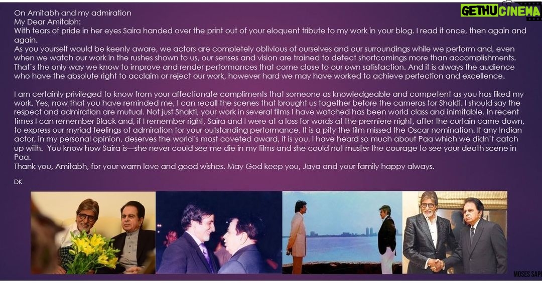 Amitabh Bachchan Instagram - What can one say when you receive the blessings from THE Ultimate actor, DILIP KUMAR, my idol and inspiration .. 🙏🏻🙏🏻🙏🏻