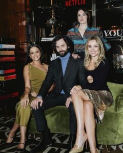 Amy-Leigh Hickman Instagram - You season 4 part 2 now streaming. Thank you @bafta for a beautiful evening ❤️ @younetflix Make up: @justinejenkins Hair: @naradkutowaroo Styling: @krishanparmar_ Dress: @galvanlondon Shoes: @malonesouliers
