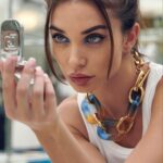Amy Jackson Instagram - The epitome of Boho Luxe at @rabanne SS24 which translated through to #rabannebeauty - a healthy sunkissed glow with metallic accents 💋 #RabanneMoods Paris, France