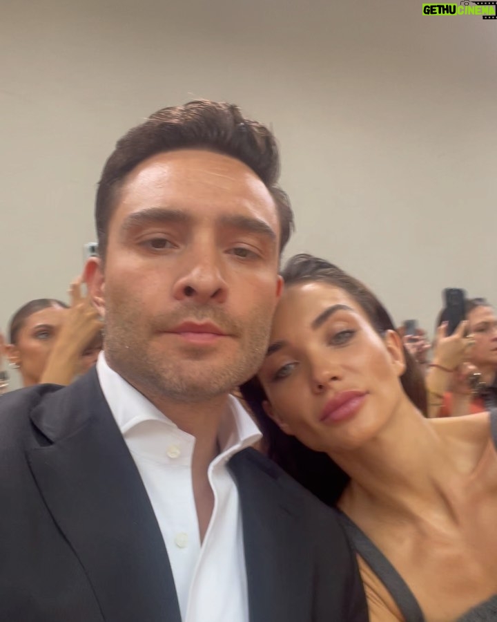 Amy Jackson Instagram - Such a stunning show @albertaferretti - we loved it! Showcased within Castello Sforzesco, the #SS24 collection was as romantic and dreamy as ever. Alberta, you’re a Wonder Woman! And to the incredible team behind the scenes, thankyou for having us ❤️ Soft effortless glam by @roberta_anzaldi_makeup_ and @faick_hair ✨ Castello Sforzesco Di Milano