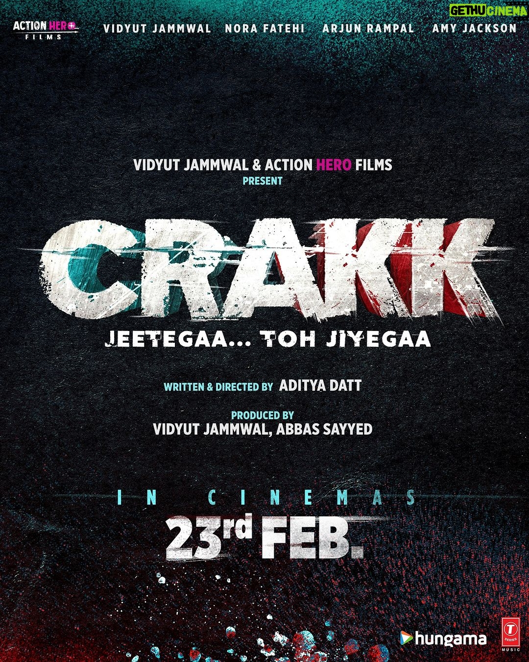 Amy Jackson Instagram - Are you #CRAKK enough to risk it all to follow your dream? The stage is set for the ultimate game of survival on 23rd February 2024 @mevidyutjammwal @aditya_datt @norafatehi @rampal72 @abbassayyed77 @actionherofilms @tseries.official #CrakkOn23rdFeb #JeetegaaTohJiyegaa