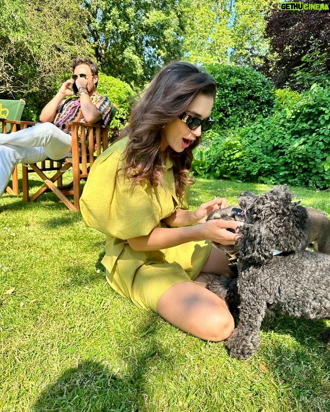 Amy Jackson Instagram - What this Summer is all about ✨ my boys, my furry boys, candy floss and @aloyoga bucket hats, waterfights and sink baths at Grandma’s house… and a whole lotta laughter ✨