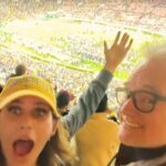Amy Landecker Instagram - When the Nazi’s occupied Germany they would let Jews leave if they were sponsored by an academic institution. Strange but true. My Grandfather Werner Landecker was one of those Jews. And the academic institution was the University of Michigan. They payed for his passage and he became a professor of Sociology there. My mom’s dad, Lyndon Welch was also a professor there, of architecture. My love and gratitude to U of M runs deep. Some of my favorite childhood memories were watching Michigan in the Rosebowl Game New Year’s Day. Decades later I got to take my Dad to the Rosebowl and watch Michigan win in one of the most epic games of all time. Thanks to Lauren Hantz we got to watch in style. This will be one of the best memories with my Dad that I will ever have. Believe!! GO BLUE!!💙💛
