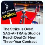 Amy Lyndon Instagram - The strike is OVER!!! Let’s get back to work! Woooo hoooooo #strike #sagaftra #sagaftrastrong #sagstrike