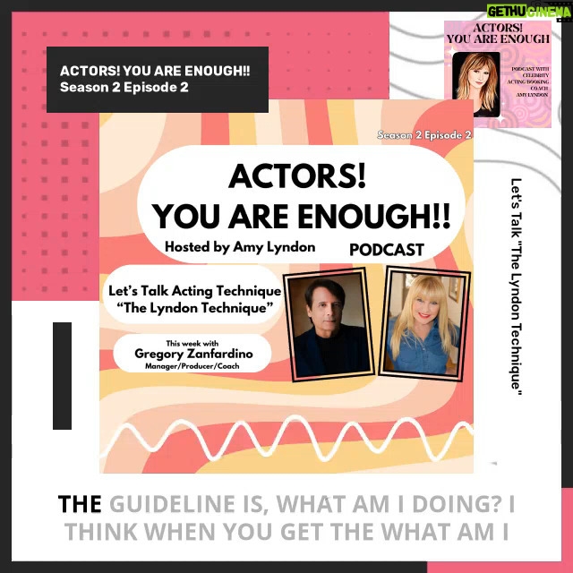 Amy Lyndon Instagram - #actors LET'S TALK ACTING TECHNIQUE! More specifically... THE LYNDON TECHNIQUE. I sat down with Producer/Personal Manager and only certified coach of my Technique @gregoryzanfardino for the second episode of season two. Catch on all platforms Spotify Apple etc. If you want to do a course at home DM me for a promo code and say... I WANT TO BE A BRILLIANT ACTOR! Please share, comment, like. . . . #actingclass #actingcoach #actors #actresslife #selftapeaudition #greatactor #auditioning #castingcall #actinglife #amylyndon #thelyndontechnique #actingclasses #actingtechnique
