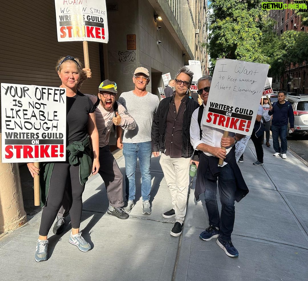 Amy Schumer Instagram - Out here pushing for a fair deal @wgaeast @sagaftra please donate to @tusctogether for crew members who have lost health insurance 🔥and yes I have donated and yes rich people in the biz should all donate a lot.