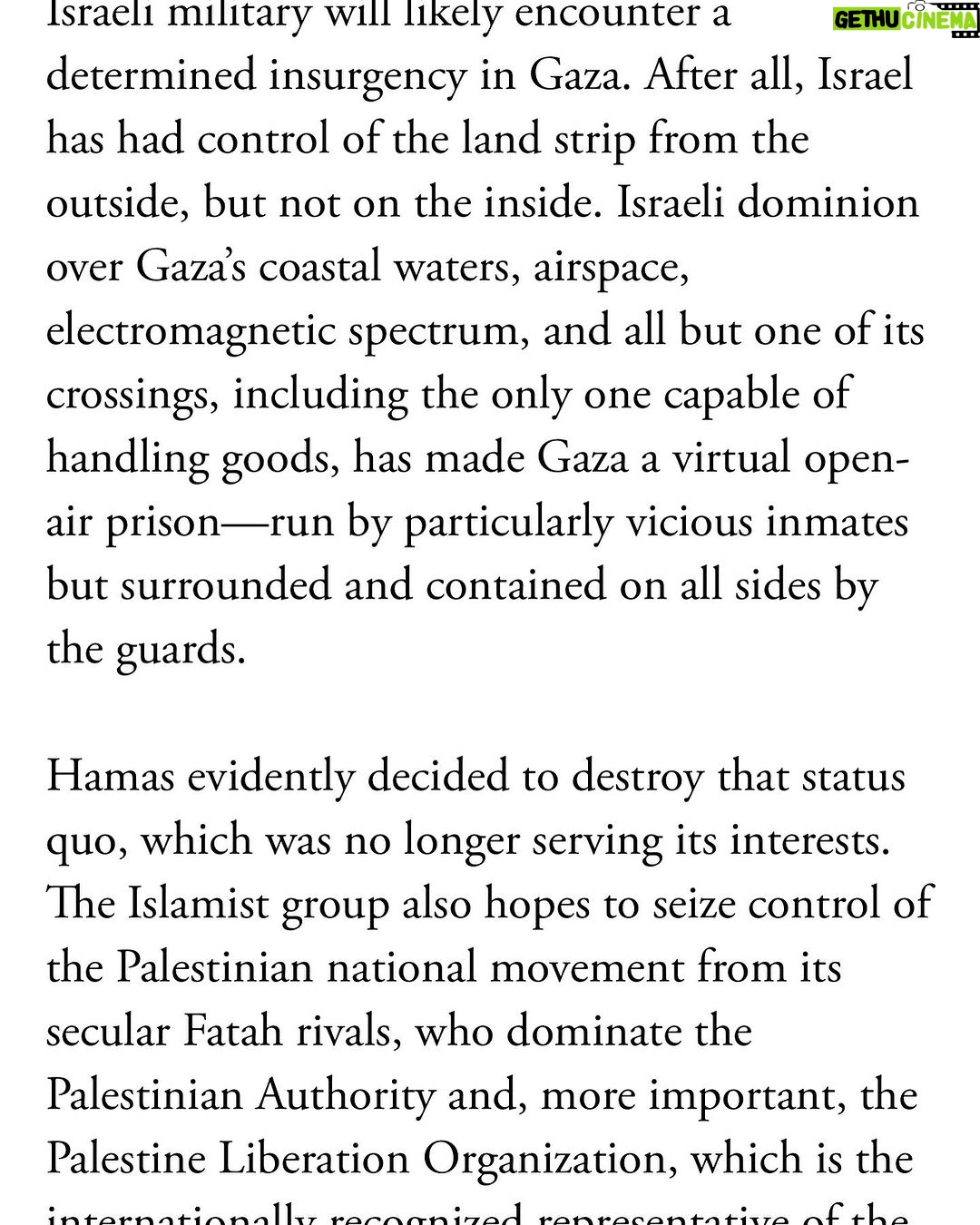 Amy Schumer Instagram - This does a good job of explaining why Hamas did this and how innocent Israelis and innocent Palestinians are just pawns. Hamas is funded by Iran. Worth reading. No gruesome details. @theatlantic
