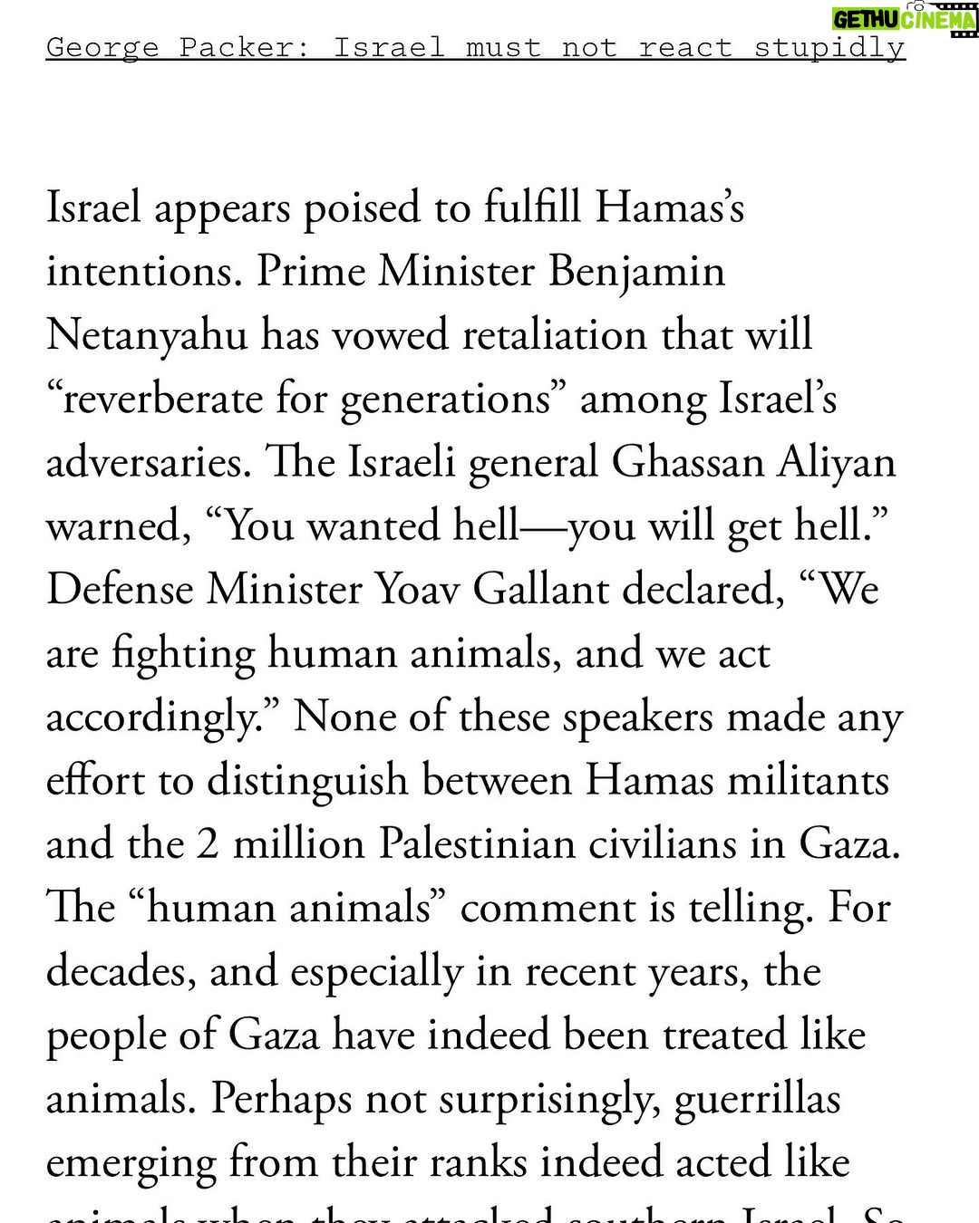 Amy Schumer Instagram - This does a good job of explaining why Hamas did this and how innocent Israelis and innocent Palestinians are just pawns. Hamas is funded by Iran. Worth reading. No gruesome details. @theatlantic