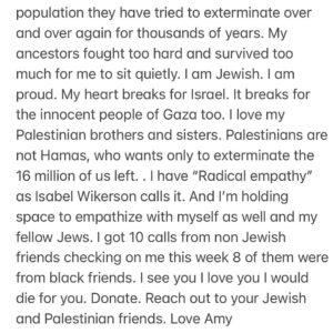 Amy Schumer Instagram - A personal post from me. Please don’t worry about saying the perfect thing to your friends you can just say that. “I’m not sure what to say but I love you. I’m here and I’m sorry” you don’t need to pick a side. I didn’t pick a side. Were just begging for our friends to not let them try and exterminate us again. 💙💔