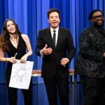 Ana de Armas Instagram - @ana_d_armas tries to get @questlove to guess “sun” after drawing it on Jimmy’s back in Backtionary! #FallonTonight The Tonight Show Starring Jimmy Fallon