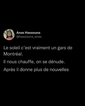Anas Hassouna Instagram - « J’veux rien de sérieux juste te donner de la vitamine D»