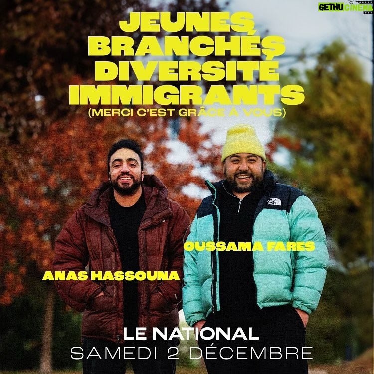 Anas Hassouna Instagram - Mon dernier show de l’année ce samedi au National avec mon boy @oussaoui. Lien dans ma bio Affiche: @l.poze