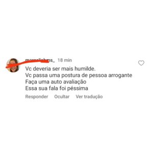 André Gabeh Instagram - Apaguei sem querer. Mas republicarei ahahahahaha 

Tu faz um post dizendo que não aguenta mais ser pobre, conta teus perrengues e a desbrilhosa vem das profundezas abissais de Tomanucópolis dizer que eu tenho que ser mais humilde.
A pessoa falou o que quis, né? Ela pode? Se eu xingo a fosca sou chamado de misógino.
Mas já vou comprar outro koo na Shopee porque o meu caiu e sumiu depois do comentário dessa sambiquira de rasga-mortalha.

Brazil, I'm devastated.