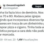 André Gabeh Instagram - Publiquei essa minha história no "tuíter" e ela teve quase um milhão e meio de visualizações. O pessoal do @atoresdadepressao publicou por aqui e eu também resolvi postar no meu perfil. Sabe onde tem mais histórias melhores e como essa? No meu livro NUNCA FOI SORTE SEMPRE FOI MACUMBA. Já leu? Leia. Compartilhe se gostar. #artistasuburbanoreflexivo