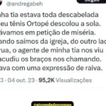 André Gabeh Instagram - Publiquei essa minha história no "tuíter" e ela teve quase um milhão e meio de visualizações. O pessoal do @atoresdadepressao publicou por aqui e eu também resolvi postar no meu perfil. Sabe onde tem mais histórias melhores e como essa? No meu livro NUNCA FOI SORTE SEMPRE FOI MACUMBA. Já leu? Leia. Compartilhe se gostar. #artistasuburbanoreflexivo