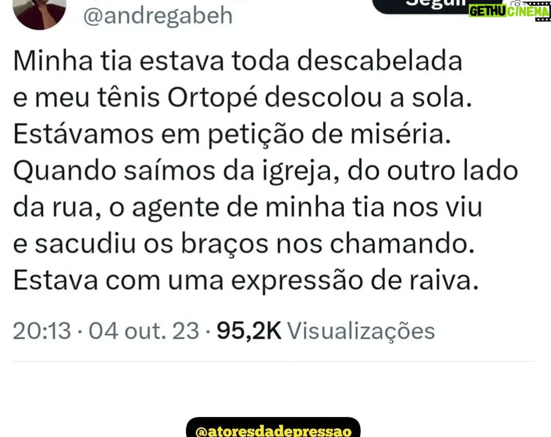 André Gabeh - 13.8K Likes - Publiquei essa minha história no "tuíter" e ela teve quase um milhão e meio de visualizações. O pessoal do @atoresdadepressao publicou por aqui e eu também resolvi postar no meu perfil.
Sabe onde tem mais histórias melhores e como essa? No meu livro NUNCA FOI SORTE SEMPRE FOI MACUMBA. Já leu? Leia.
Compartilhe se gostar.
#artistasuburbanoreflexivo