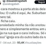 André Gabeh Instagram - Publiquei essa minha história no "tuíter" e ela teve quase um milhão e meio de visualizações. O pessoal do @atoresdadepressao publicou por aqui e eu também resolvi postar no meu perfil. Sabe onde tem mais histórias melhores e como essa? No meu livro NUNCA FOI SORTE SEMPRE FOI MACUMBA. Já leu? Leia. Compartilhe se gostar. #artistasuburbanoreflexivo