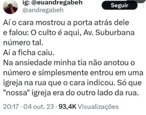 André Gabeh Instagram - Publiquei essa minha história no "tuíter" e ela teve quase um milhão e meio de visualizações. O pessoal do @atoresdadepressao publicou por aqui e eu também resolvi postar no meu perfil.
Sabe onde tem mais histórias melhores e como essa? No meu livro NUNCA FOI SORTE SEMPRE FOI MACUMBA. Já leu? Leia.
Compartilhe se gostar.

#artistasuburbanoreflexivo
