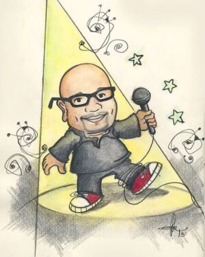André Gabeh Instagram - Amo essa caricatura que fizeram de mim. Amo.
Não é uma fofura? É sim.

Arte da maravilhosa @charlottejoachime

Mas presta atenção: por esse desenho você pode achar que sou baixinho, mas tenho 1,84 m.

Muita fofura. 

#arte #art #musica #musik #music #música