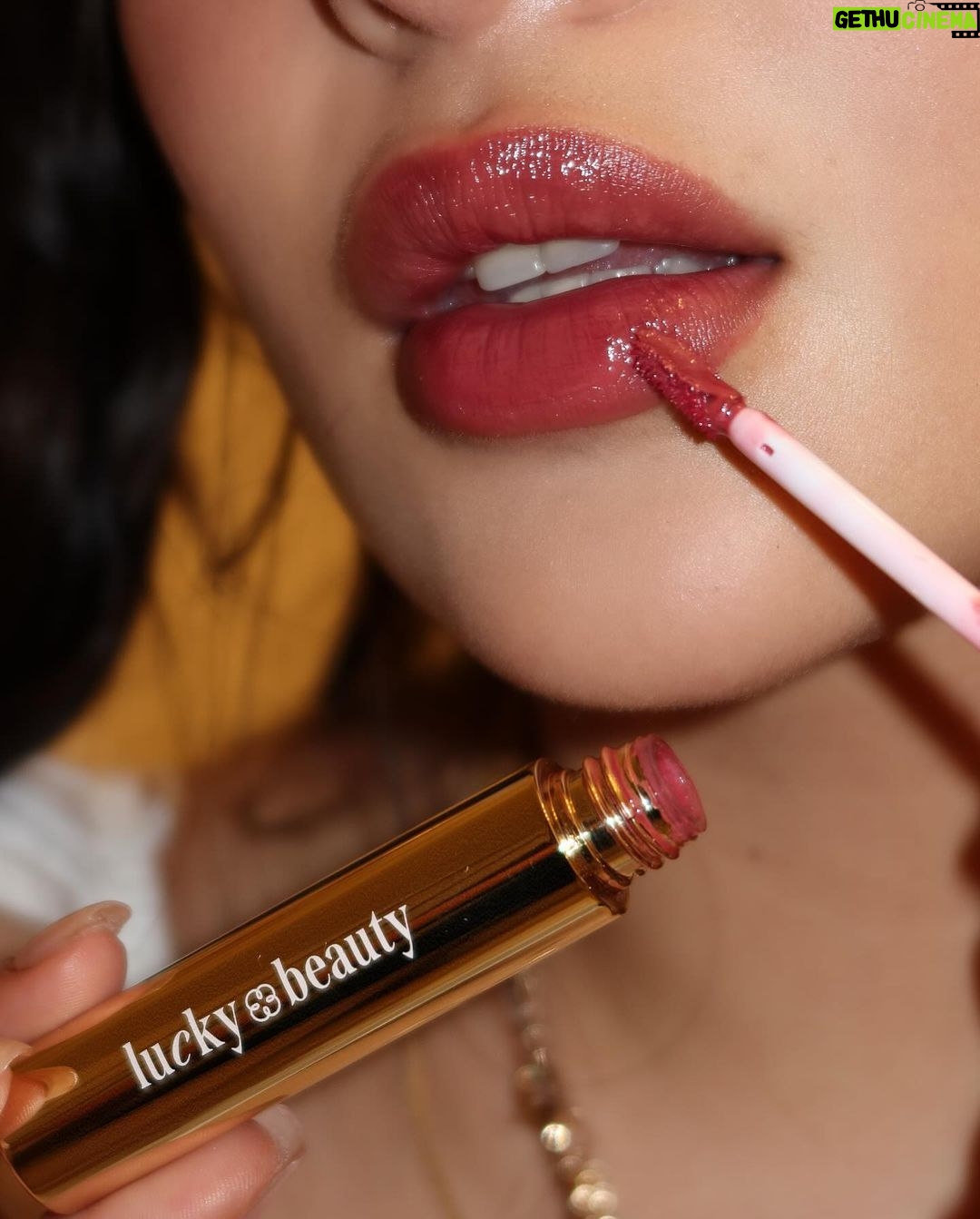 Andrea Brillantes Instagram - A lucky momentβ¦. β¨π πDewy Lip Stain in the shade One More Chance by @luckybeautyinc π Available in LazBeauty of course πππ©· Shop Dewy Lip Stains now on @lazadaph for only P299 πποΈ