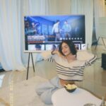 Andrea Brillantes Instagram - Just want to give a sneak peek of my new home 🩷 i moved out of our family house a couple of months ago 🤓 Never thought I'd love a TV as much as this one <3 It's so pretty from any angle, and I love how I can move it around my room with ease. Favorite part? I can finally watch Senior High in the best way possible 😂 #Samsung #TheSerif #abenson #amazinglyawesome @abensonph @samsungph