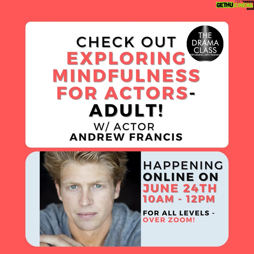 Andrew Francis Instagram - Hey all! đ No matter whatâs happening in your personal life, as an actor, a major component of the job is to separate yourself from your own âstuffâ, and step into another characterâs completely different world. Sometimes this task can feel overwhelming, nearly impossible, and well, downright scary! All of these feelings can result in us displaying the complete opposite of what we intended to once we hear the word âAction!â đł All of this, subconsciously sabotaging and undermining what could have been SO great, and mostly all in relational to an innate yet needless fear of failure. This fear leads to tension, that tension leads to panic, and that panic leads to⌠le poopoo performance, letâs say. But!! Donât fret! There are most definitely ways to overcome these, what seem like all encompassing emotions - and I would love to share them with you! Come and join me this Saturday (from anywhere in the world over Zoom), and learn a variety of techniques that will not only help you to improve the quality of your day to day life, but more specifically, help you as an actor - prepping more efficiently for auditions - executing those auditions with a feeling of a fist pump opposed to hanging head - and then once the gig is booked, (and I will talk about some of my own personal experiences where Iâve used these very techniques on set) All of which help keep your head in the game, and ensure that you tell your characterâs story to the best of your artistic ability. Nerves... Iâve been there, weâve all been there, sometimes Iâm still there! - but together, letâs all learn the ways to get past that needless hurdle of nervous energy and start booking allll the gigs and âbreaking allll legsâ - and with a smile.đ I hope to see you this Saturday!! The workshop is from 10am-12pm PST on Zoom! Check out, @thedramaclass on IG for all the info. Much love and see you Saturday! â¤ď¸ #prep #breath #bookthegig @thedramaclass #VancouverActors #Actors #VoiceActors #Humans #AndrewFrancis #Mindfullness #Meditation Vancouver, British Columbia