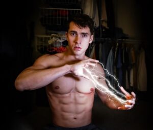 Andrew Neighbors Instagram - Practicing lightening magic in the closet? There’s gotta be a gay pun there. Idk ⚡️