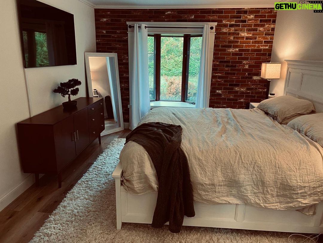 Andrew Neighbors Instagram - Been focusing on my bedroom recently. - still have lots of trim to paint so ignore some of the brown wood. But this used to be a mother in law suite with a kitchen - turned into master bedroom + closet. Graham, Washington